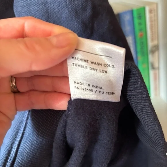 Pact Navy Blue Hooded Sweatshirt With Kangaroo Pocket Size Small Unisex - Picture 6 of 7